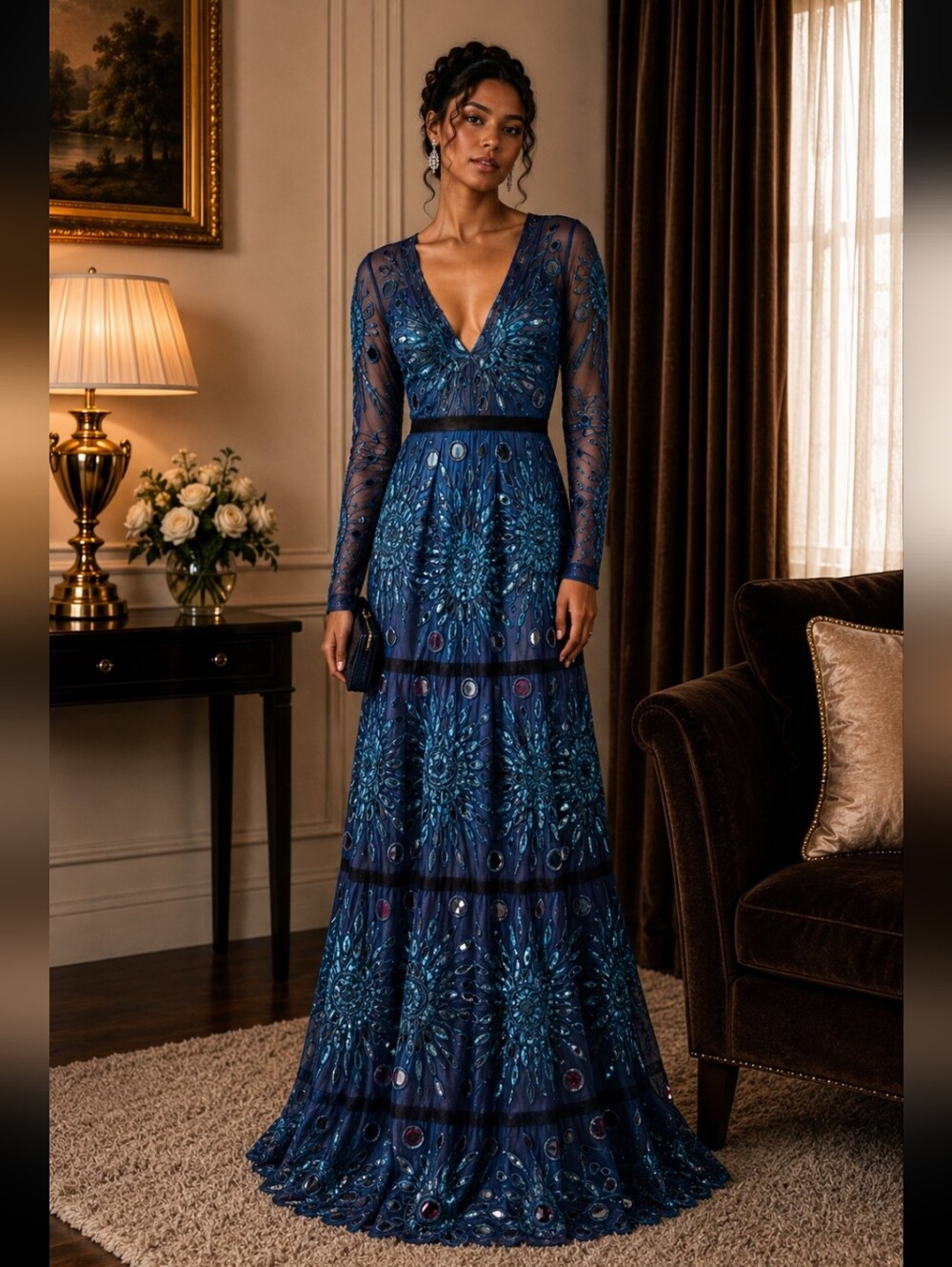 Burberry Runway porsom gown embroidered with mirrors